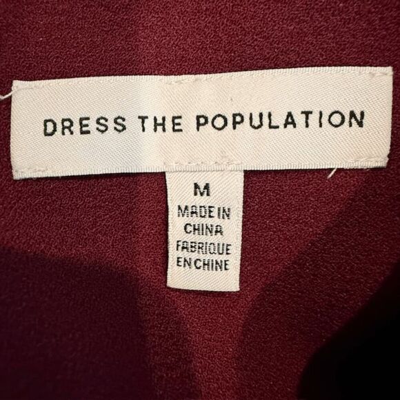 NWT Dress the Population Lyla Dress Sheath Silhouette Burgundy Red Size Medium - Picture 6 of 13